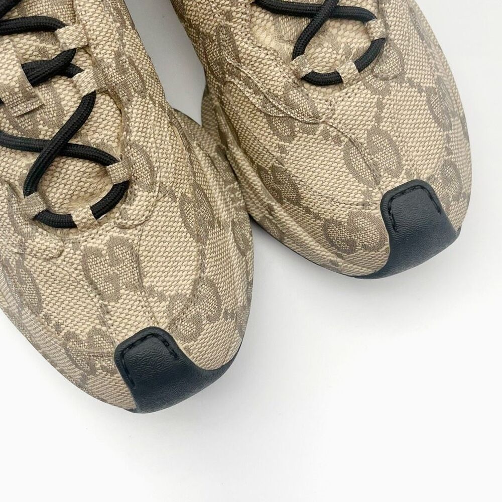 GUCCI Brown Run GG Logo Sneakers Size 39.5 US 9 Low Top Lace Up Monogram - Picture 4 of 14